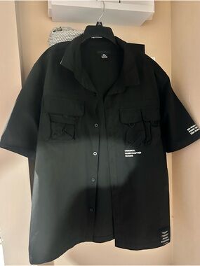 Men's Black Short-Sleeve Utility Shirt